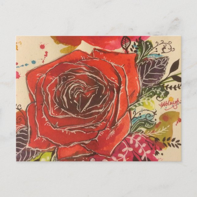 red rose design postcard (Front)