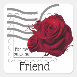 Red Rose design Square Sticker