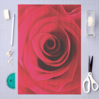 Red rose detail, abstract floral swirl tissue paper