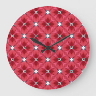 Red Rose Diamond Geometric Pattern Large Clock