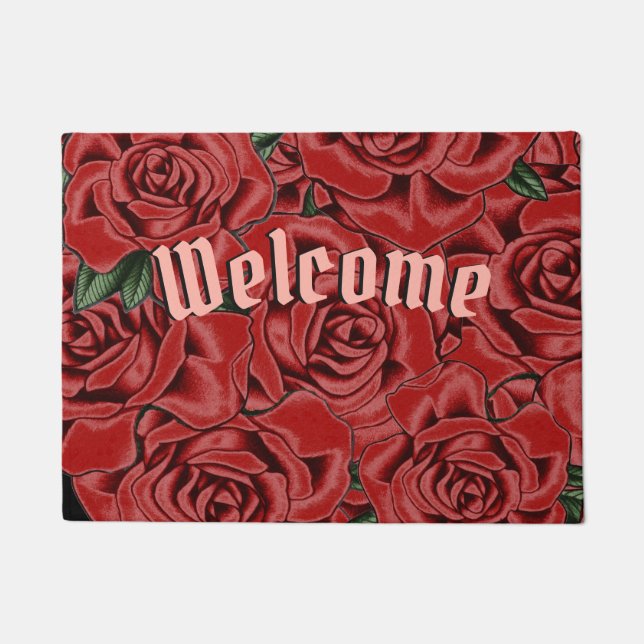 Red Rose Elegance Doormat (Front)