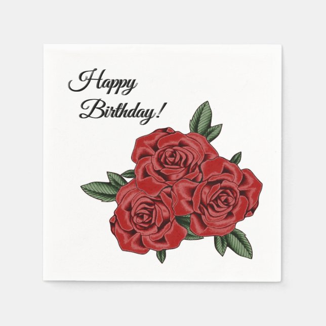 Red Rose Elegance Napkin (Front)