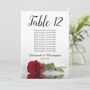 Red Rose Elegant Wedding Table Seating Chart Large