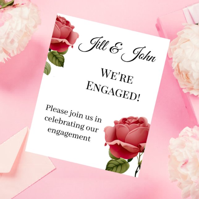 Red Rose Engagement Romantic Wedding Invitation (Creator Uploaded)
