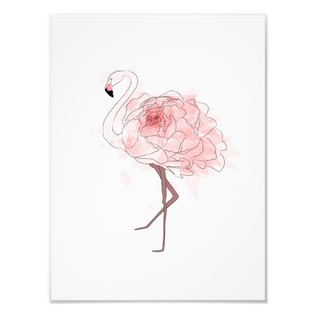 Red Rose Flamingo Photo Print (Front)