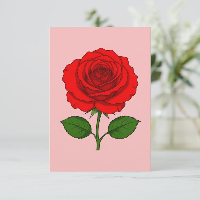 Red Rose Flat Card (Standing Front)