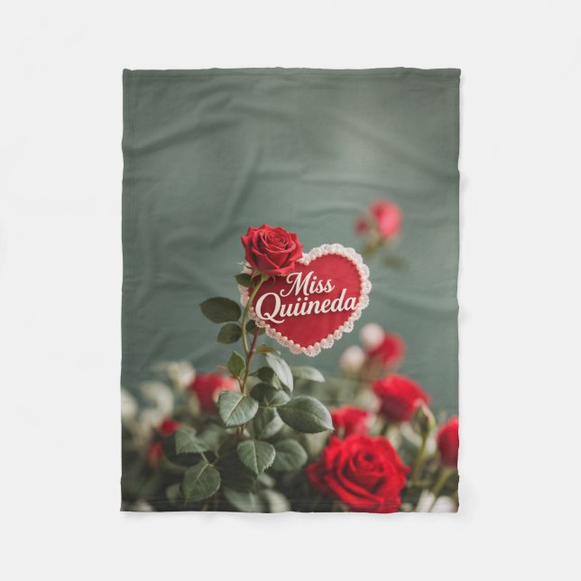 Red Rose Fleece Blanket, Small Blanket (Front)