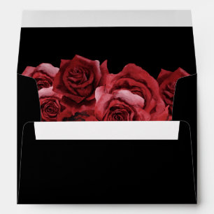 Red Rose Floral - Black 2 Envelope