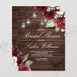 Red Rose Floral Bridal Shower Invitation