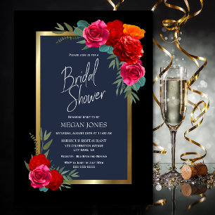 Red Rose Floral Bridal Shower Invitation