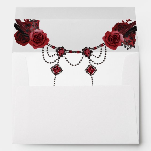 Red Rose Floral & Crystal 2 Envelope (Back (Bottom))