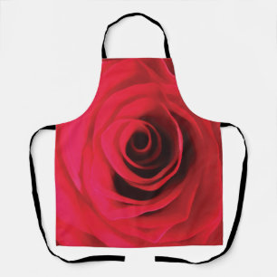 Red rose floral design apron
