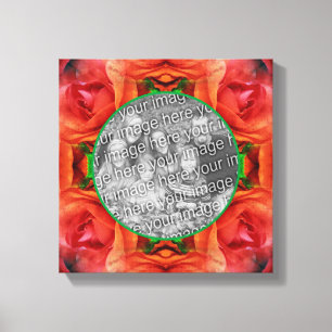 Red Rose Floral Frame Create Your Own Photo Canvas Print