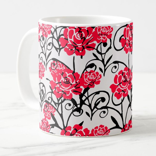 Red Rose Floral Illustration Pattern Design  Coffee Mug (Creator Uploaded)