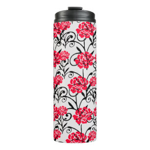 Red Rose Floral Illustration Pattern Design Thermal Tumbler