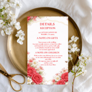 Red Rose Floral Information Enclosure Card
