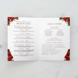 Red Rose Floral Mariachi Charro Quinceanera Program