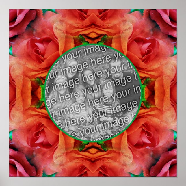 Red Rose Floral Nature Frame Add Your Photo  Poster (Front)