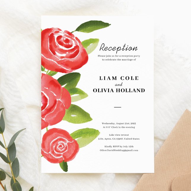 Red Rose Floral Reception Card (Creator Uploaded)
