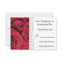Red Rose Floral RSVP Card
