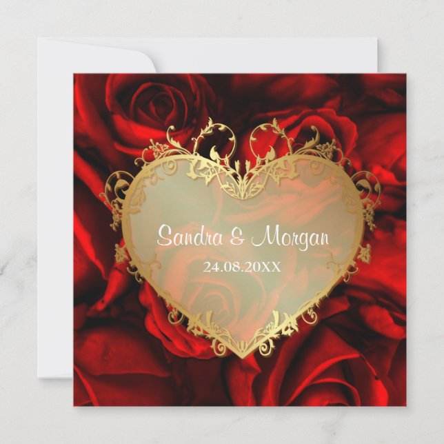 Red Rose Floral Wedding Invitation (Front)