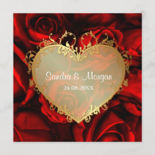 Red Rose Floral Wedding Invitation