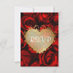 Red Rose Floral Wedding RSVP