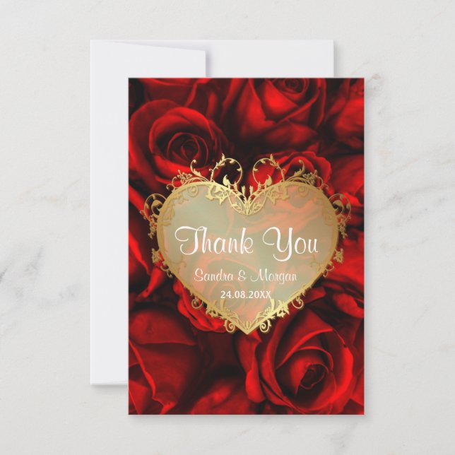 Red Rose Floral Wedding Thank You (Front)