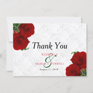 Red Rose Floral Wedding - Thank You