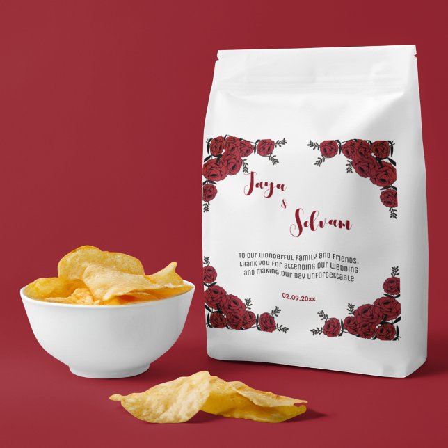 Red Rose Floral Wedding Theme Favour Bag (perfect red rose floral theme wedding favor bags)