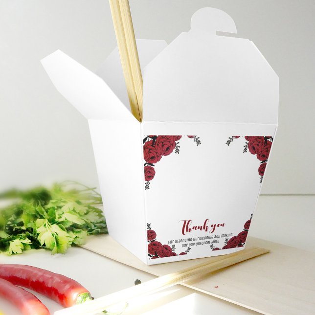 Red Rose Floral Wedding Theme Favour Box (favor box in a lovely red floral theme)