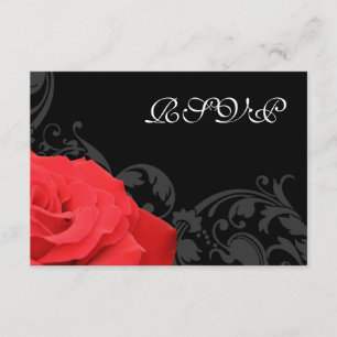 Red Rose Flourish Wedding RSVP Response Card