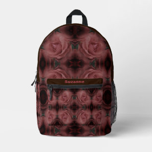 Red Rose Flower Abstract Personalised Printed Backpack