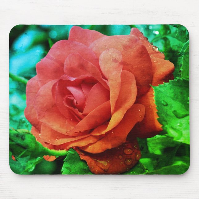 Red Rose Flower Art Mouse Pad (Front)
