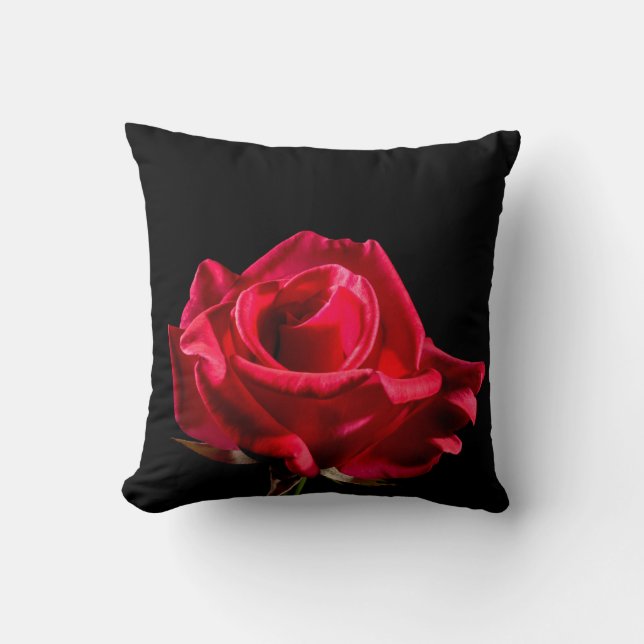 Red Rose Flower Floral Bloom Pillow (Front)