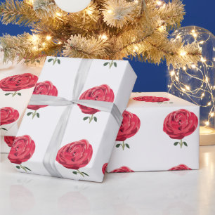 Red Rose Flower Floral Red Rose Wrapping Paper