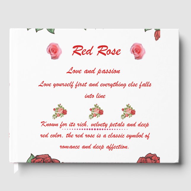 Red Rose Flower Language Guest Book (Front)