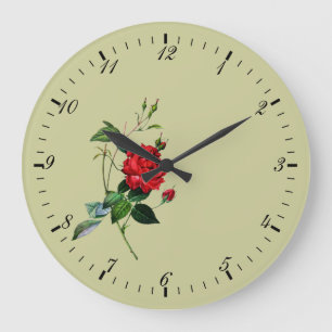 red rose flower large clock