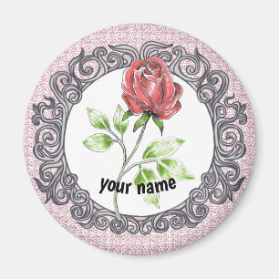 Red rose flower magnet
