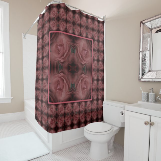 Red Rose Flower Nature Abstract Vintage  Shower Curtain (In Situ)