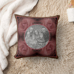 Red Rose Flower Nature Frame Add Your Photo  Cushion