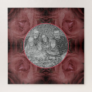 Red Rose Flower Nature Frame Add Your Photo  Jigsaw Puzzle