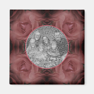 Red Rose Flower Nature Frame Add Your Photo  Magnet