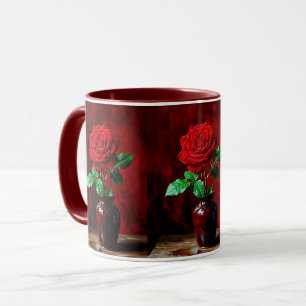 Red Rose Flower Painting  Mug
