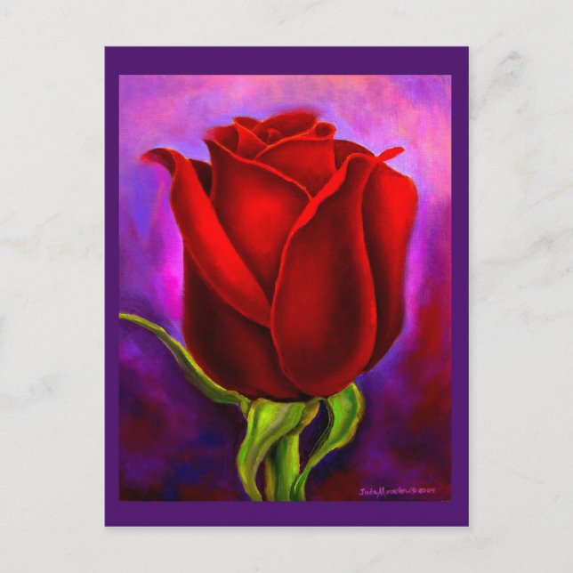 Red Rose Flower Painting - Multi Postcard (Front)