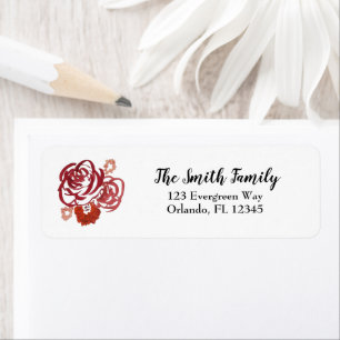 Red Rose Flower Painting Return Address Label