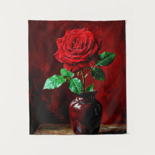 Red Rose Flower Painting Tapestry
