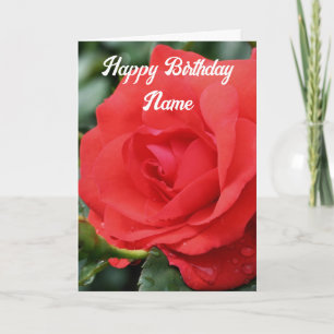 Red Rose Flower Personalised Birthday Card