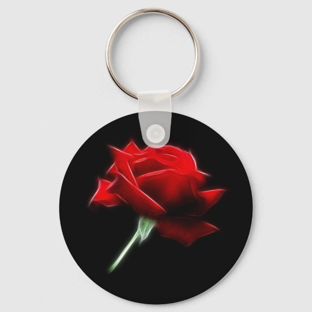 Red Rose Flower Plant Key Ring (Front)