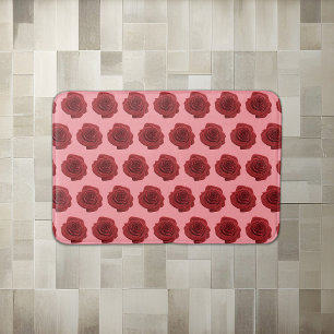 Red Rose Flower Seamless on Bath Mat